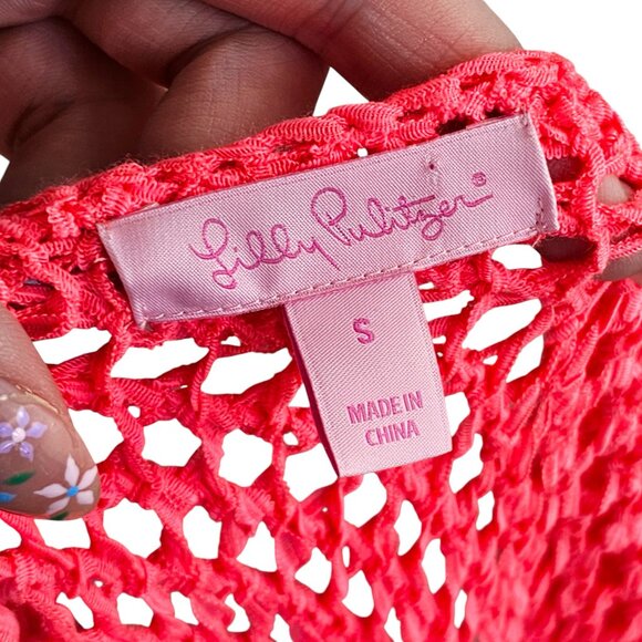 Lilly Pulitzer Hot Pink Neon Knit Fringe Top Sz S - Picture 6 of 9